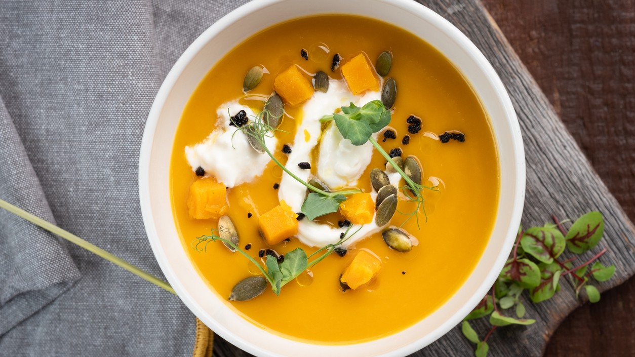 Sopa de abóbora com gengibre